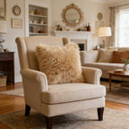 Faux Fur Throw Pillow Covers 20x20 - Soft Beige Decorative Accent 2