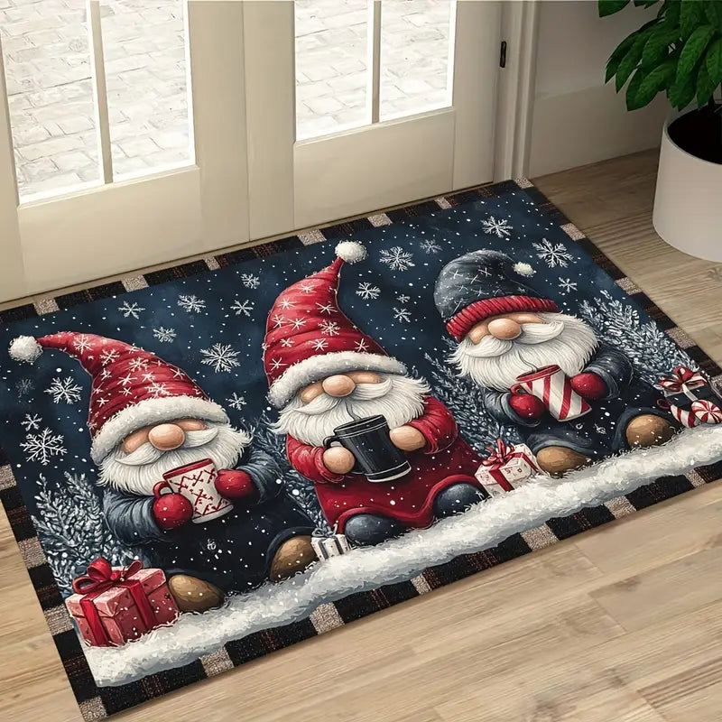 Festive Gnome Holiday Doormat - Durable, Non-Slip Indoor/Outdoor Mat 0