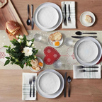 Festive Linen Table Runner with Snowflake Gnome Design 2