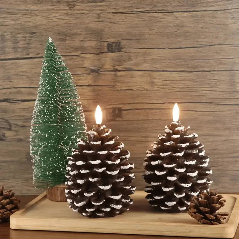 Flameless LED Decorative Pine Cone Candle - Realistic Flicker, 800 Hours 4