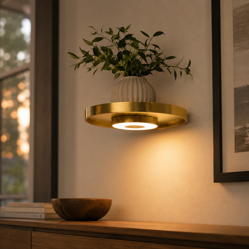 Floating Wall Shelf - Ambient LED Light for Stylish Display & Decor 0