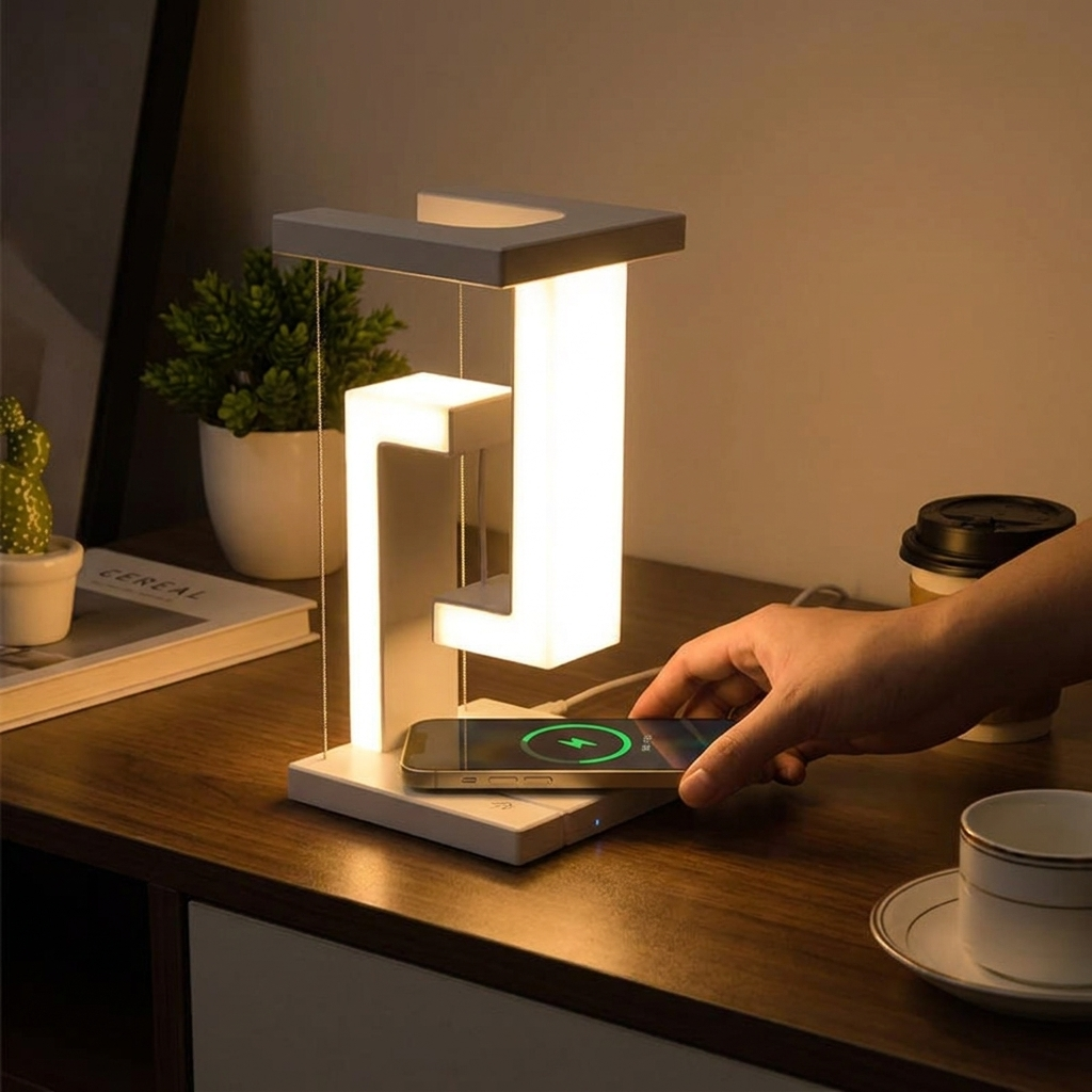 Floating Wireless Charger Lamp - 10W Fast Charging & Ambient Light 0