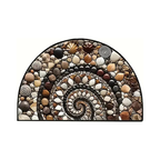 Floor Mat 50 x 80 cm Non Slip Fabric Pebble Pattern Semi Circular, Ocean-Inspired 8