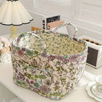 Floral Canvas Storage Basket - Durable & Versatile Laundry Hamper 0
