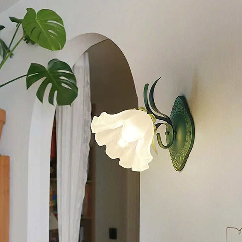 Flower Wall Sconce - Elegant Metal & Glass Design for Indoor Use 0