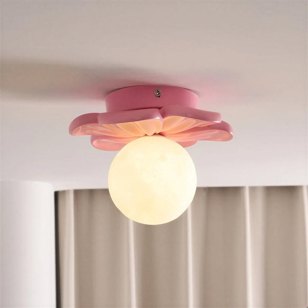 Flush Mount Ceiling Light - Ambient Flower Design with Globe Shade 0