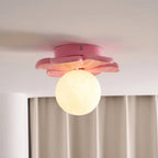 Flush Mount Ceiling Light - Ambient Flower Design with Globe Shade 0