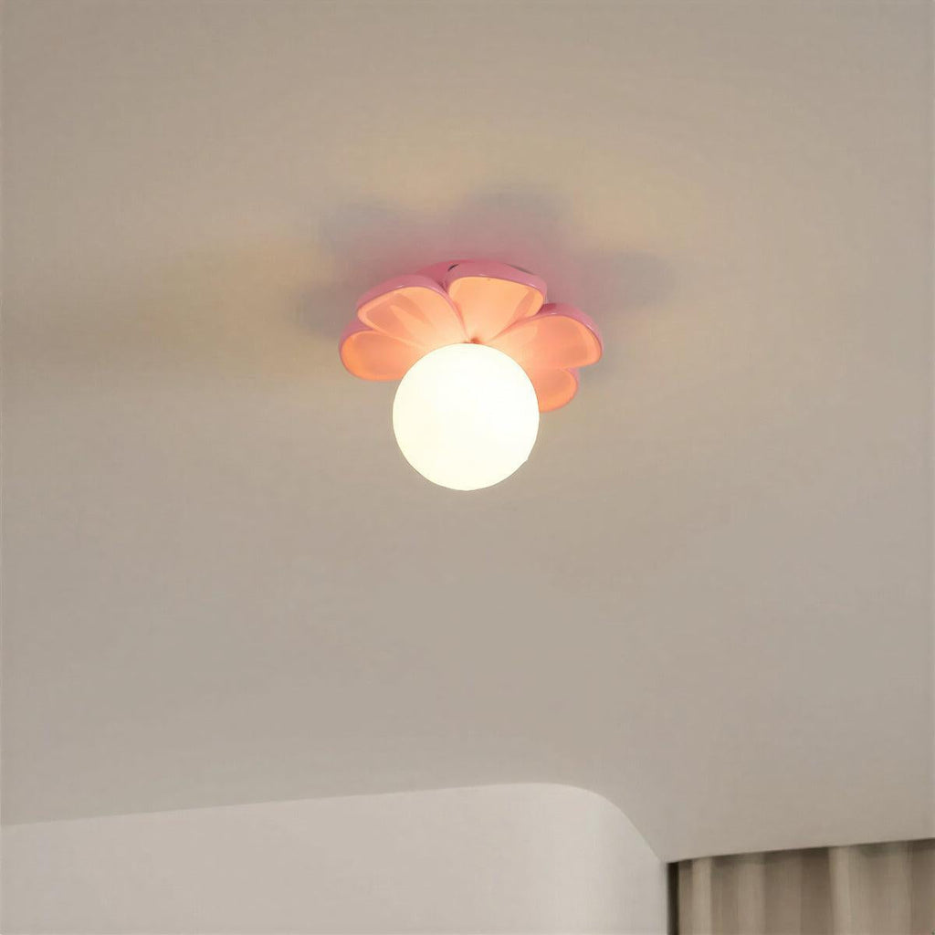 Flush Mount Ceiling Light - Ambient Flower Design with Globe Shade 3