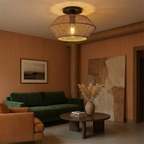 Flush Mount Ceiling Light - Handwoven Bamboo Shade for Warm Ambiance 3