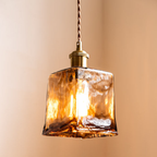 Flush Mount Ceiling Light Blown Dark Brown Square Design 01