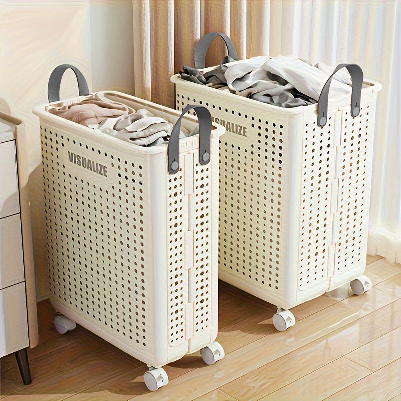 Foldable Laundry Box - Mobile Clothes Basket with Wheels for Easy Transport 1