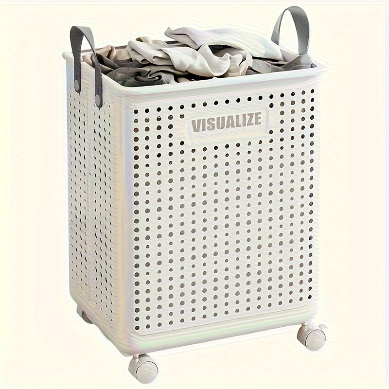 Foldable Laundry Box - Mobile Clothes Basket with Wheels for Easy Transport 3