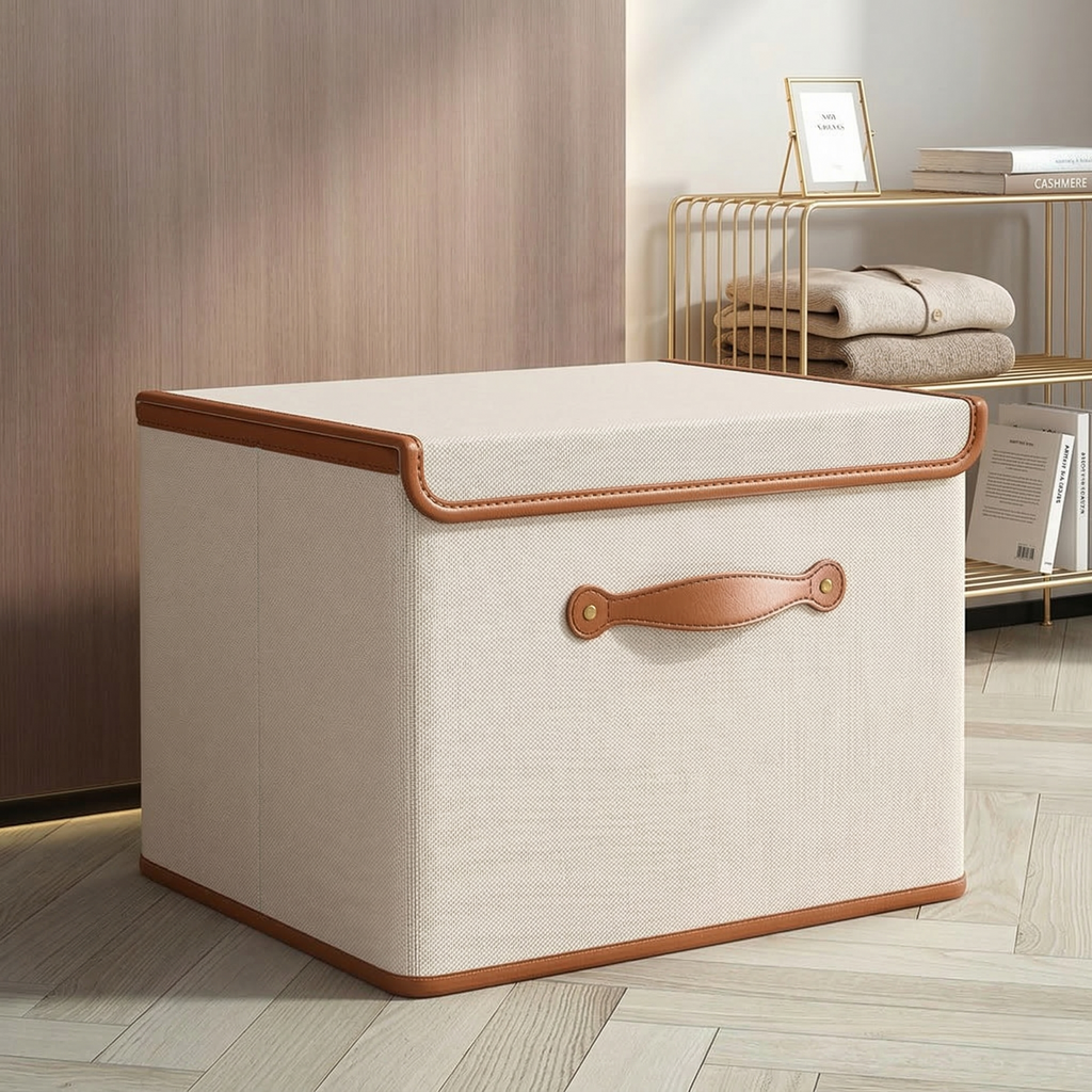 Foldable Storage Box with Lid - Stylish & Space-Saving Solution 7