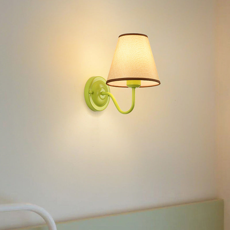 French Style 1-Light Wall Sconce - Elegant Iron Frame & Fabric Shade 0