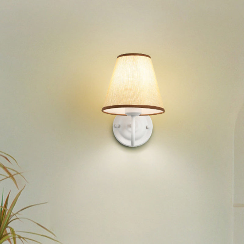 French Style 1-Light Wall Sconce - Elegant Iron Frame & Fabric Shade 1