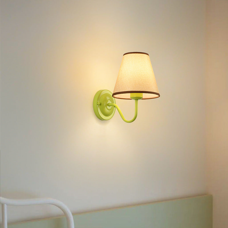 French Style 1-Light Wall Sconce - Elegant Iron Frame & Fabric Shade 2