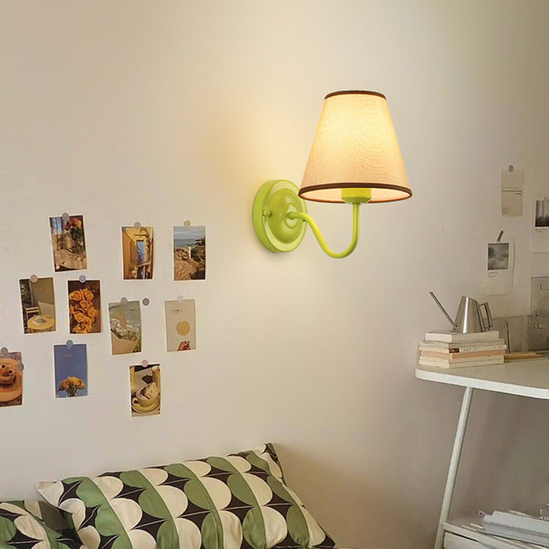 French Style 1-Light Wall Sconce - Elegant Iron Frame & Fabric Shade 3
