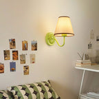 French Style 1-Light Wall Sconce - Elegant Iron Frame & Fabric Shade 3