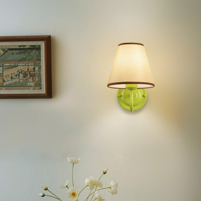 French Style 1-Light Wall Sconce - Elegant Iron Frame & Fabric Shade 9