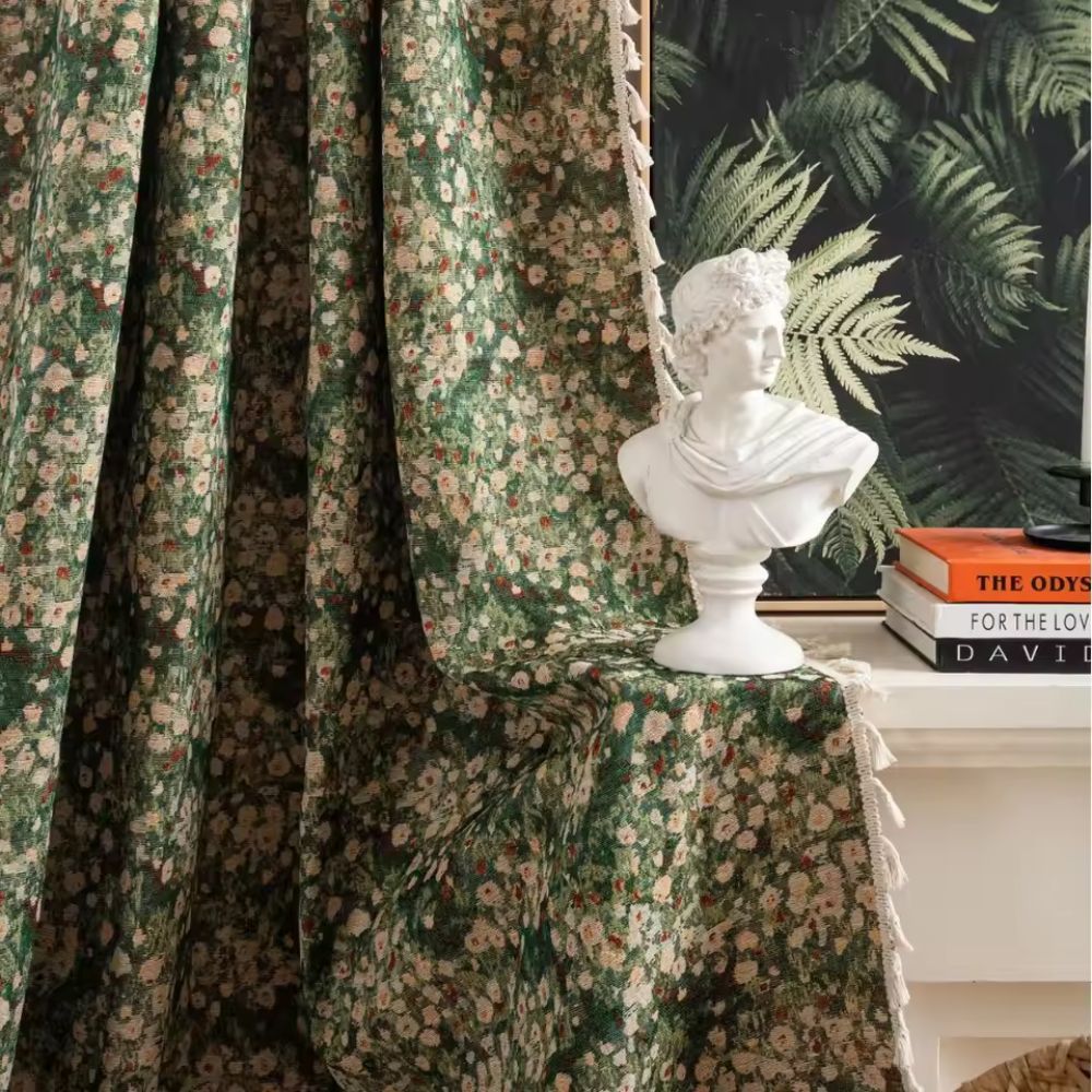 French Vintage Floral Curtain - Elegant Light Diffusion for Living Room 2