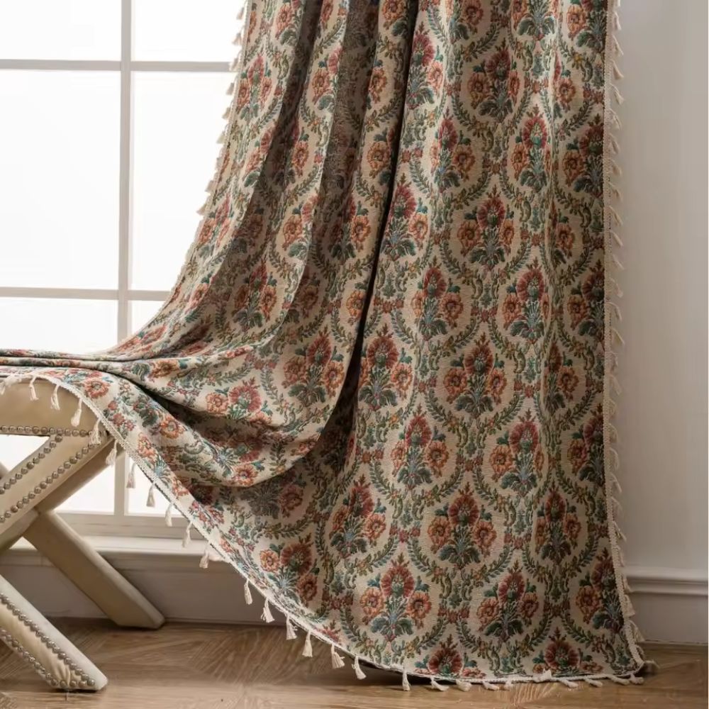 French Vintage Floral Curtain - Elegant Light Diffusion for Living Room 4