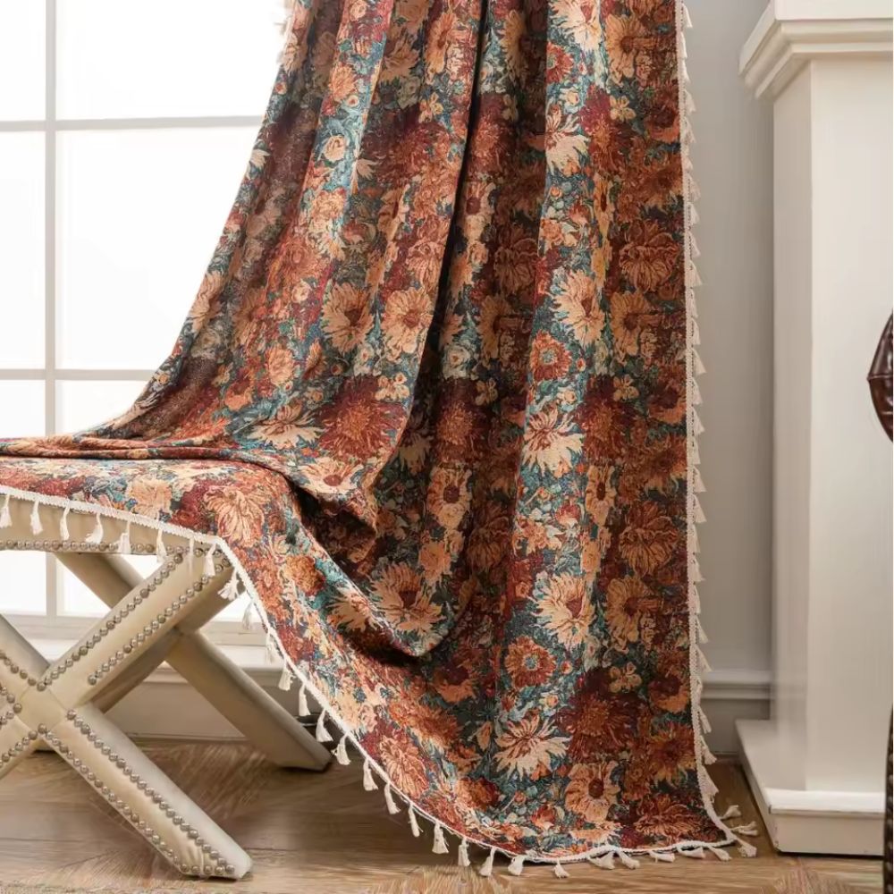 French Vintage Floral Curtain - Elegant Light Diffusion for Living Room 5