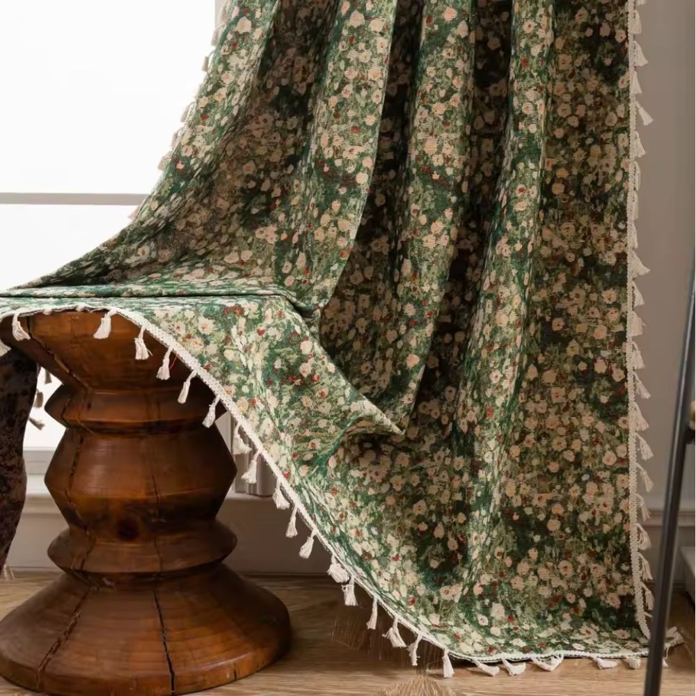 French Vintage Floral Curtain - Elegant Light Diffusion for Living Room 6