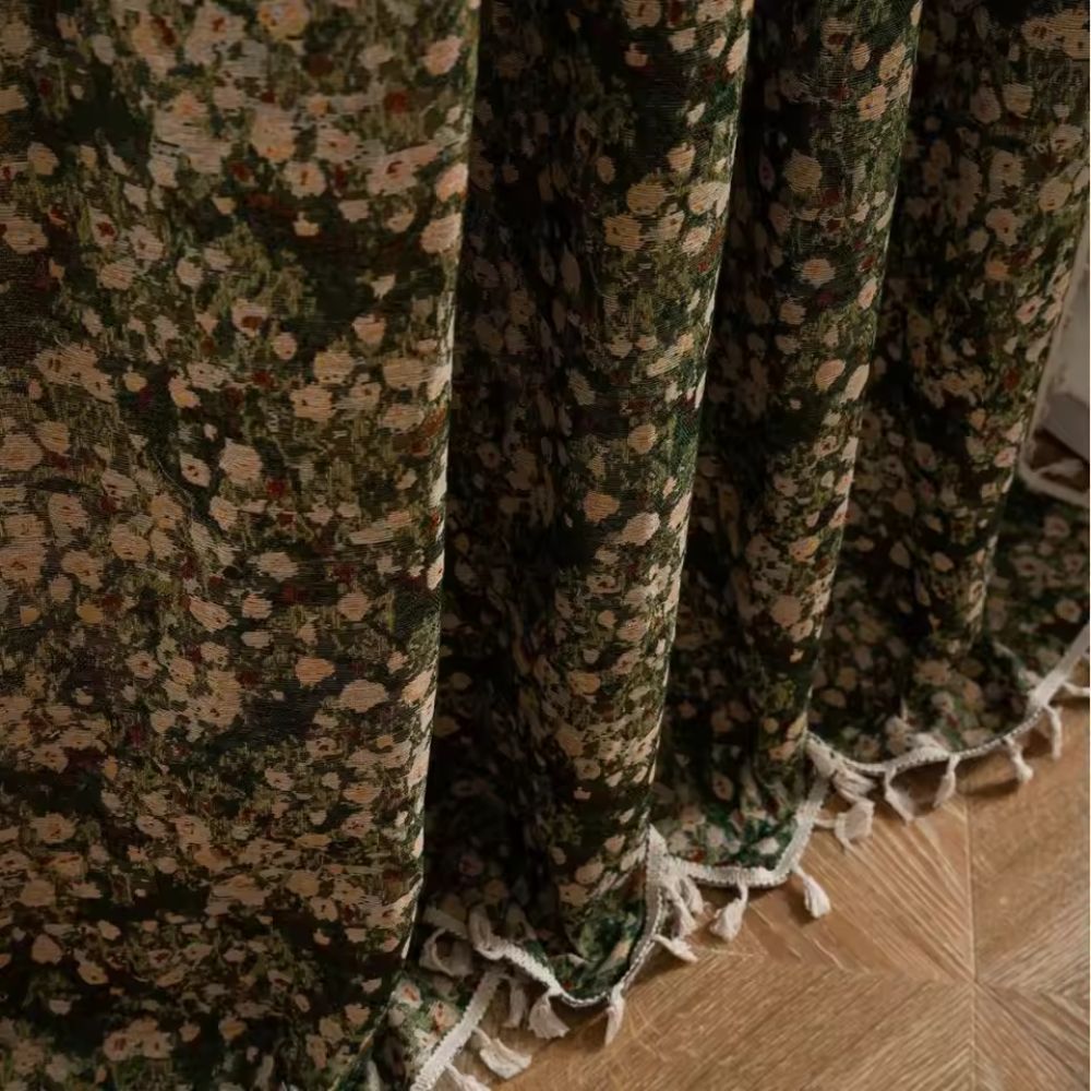French Vintage Floral Curtain - Elegant Light Diffusion for Living Room 7