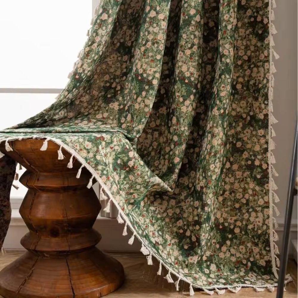 French Vintage Floral Curtain - Elegant Light Diffusion for Living Room 8