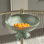 Fruit Bowl Plastic Gold Rim Transparent 25 cm Round, Elegant Gold Rim Design