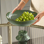 Fruit Bowl Plastic Gold Rim Transparent 25 cm Round, Elegant Gold Rim Design 1