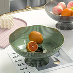 Fruit Bowl Plastic Gold Rim Transparent 25 cm Round, Elegant Gold Rim Design 2