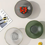 Fruit Bowl Plastic Gold Rim Transparent 25 cm Round, Elegant Gold Rim Design 3