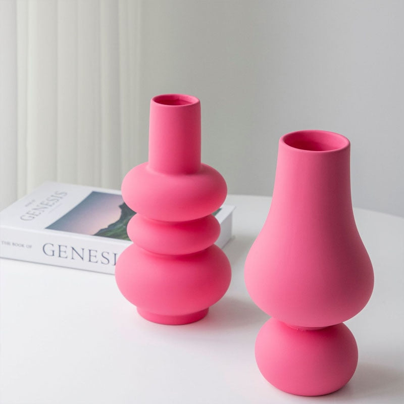 Fuchsia Abstract Ceramic Vase – Elegant Pink Decorative Vase with Glazed Finish and Modern Design 2