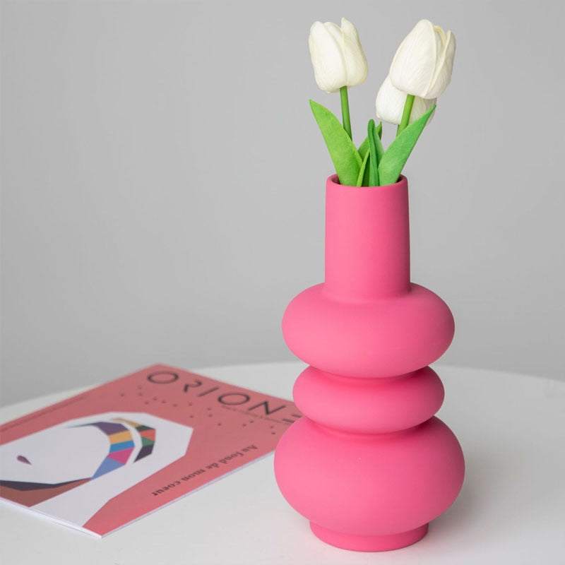 Fuchsia Abstract Ceramic Vase – Elegant Pink Decorative Vase with Glazed Finish and Modern Design 3