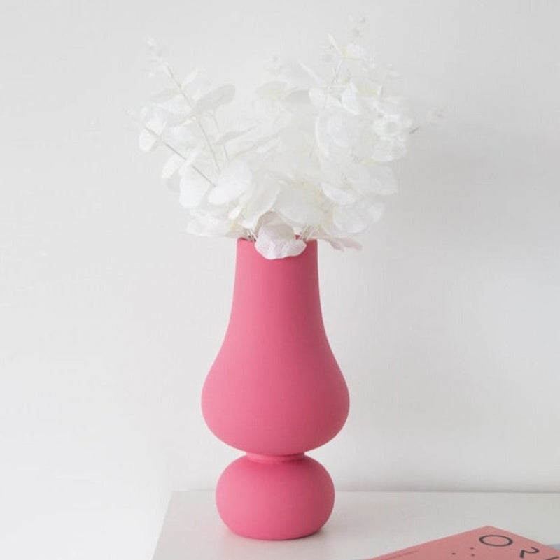 Fuchsia Abstract Ceramic Vase – Elegant Pink Decorative Vase with Glazed Finish and Modern Design 5