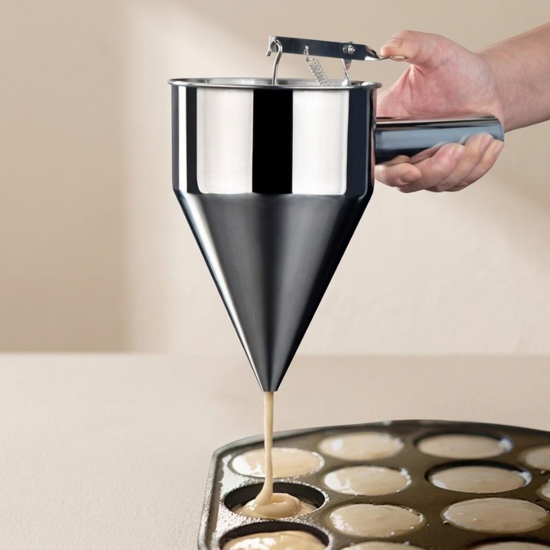 Funnel Dispenser Stainless Steel 600 ml or 1200 ml Spring Handle 8 mm Nozzle