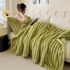 Fur Blanket - Luxurious Soft Throw with Rabbit Fur Look-Blanket-Homely Dreams-Khaki-100 x 150cm/39.37 x 59.05inch-Homely Dreams