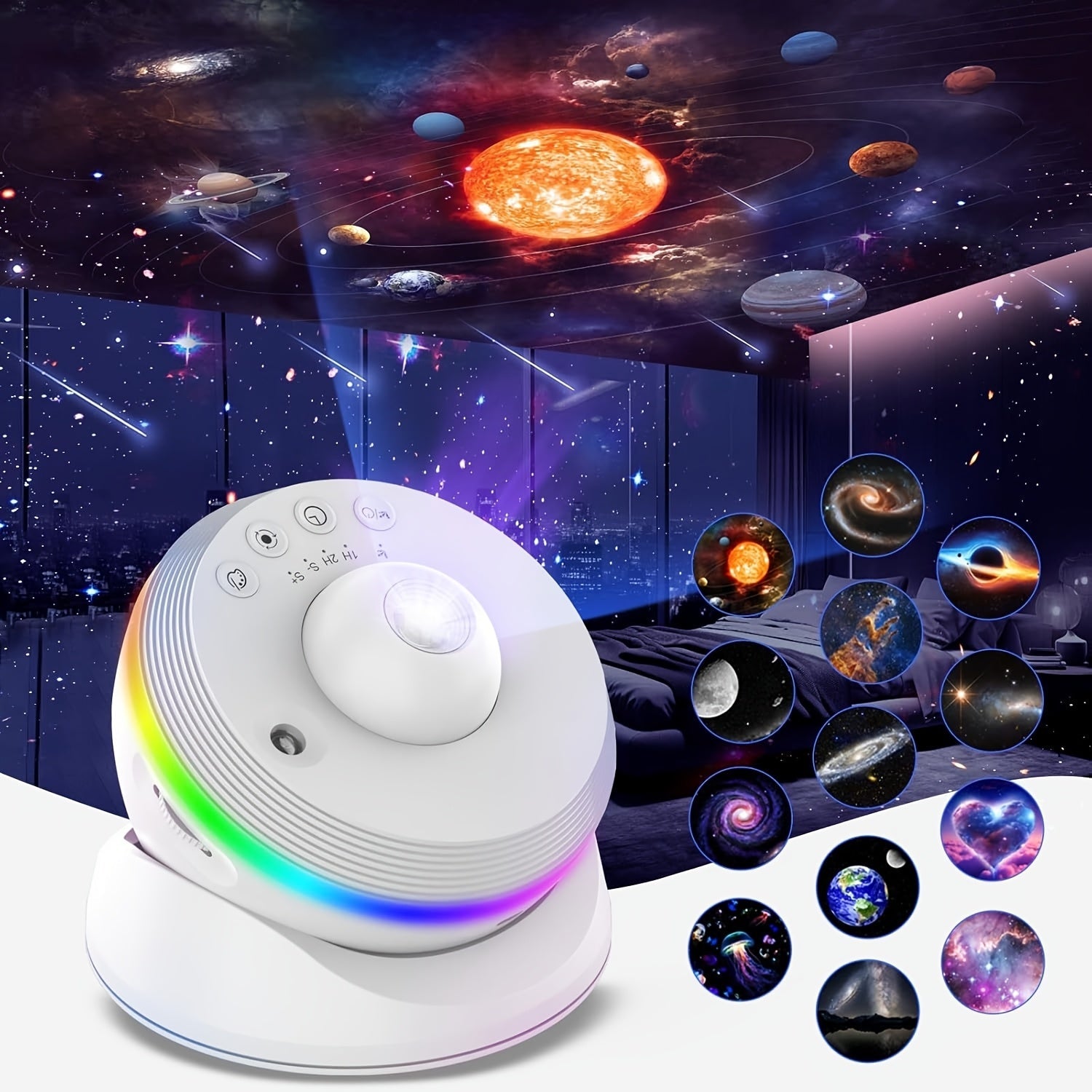 Galaxy Projector - 360° Rotating Nebula & Planetarium Light with 13 Films 7