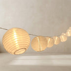 Solar String Lights Outdoor LED Fabric Lanterns Multicolour or White