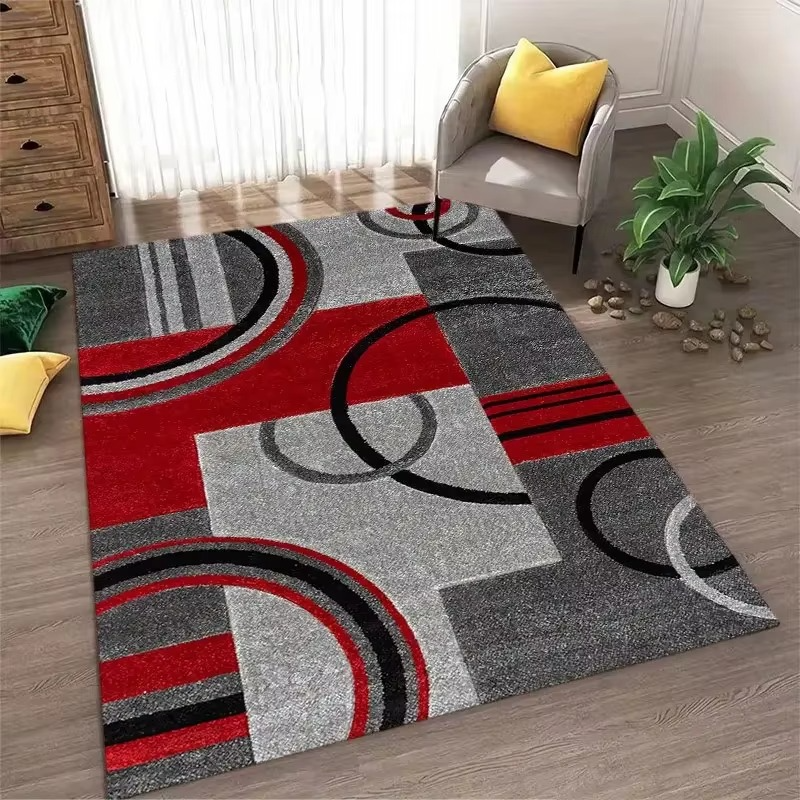 Geometric Area Rug - Washable, Non-Slip Design for Living Room Decor 0