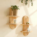 Geometric Floating Wood Shelves - Stylish Wall Storage for Boho Decor 5