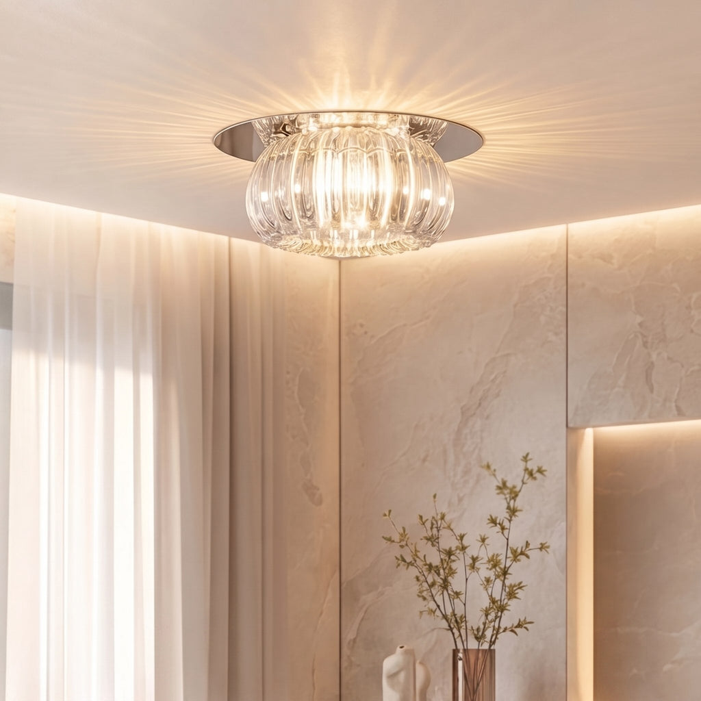 Geometric Flush Mount Ceiling Light - LED, Crystal Shade, Modern Design 0