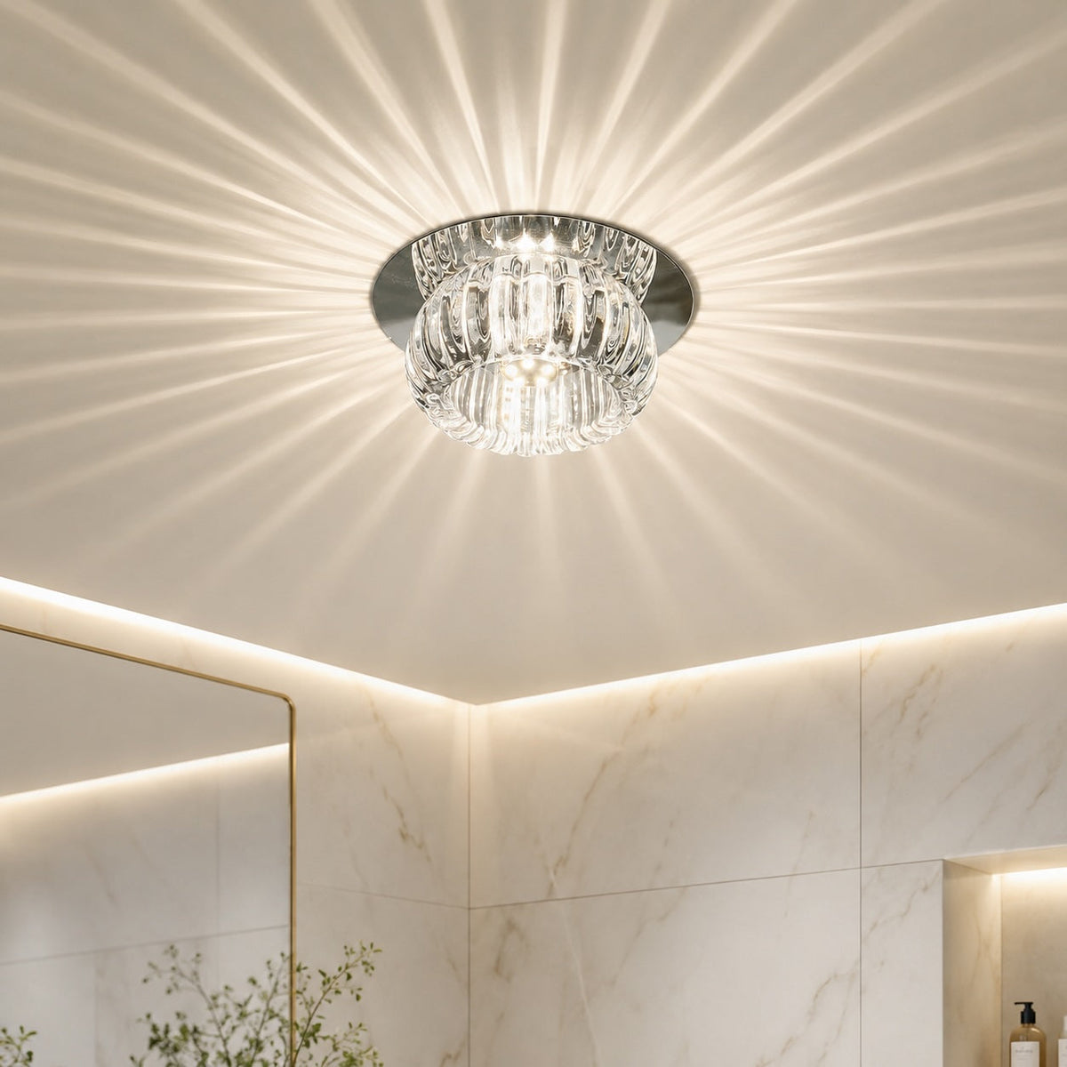 Geometric Flush Mount Ceiling Light - LED, Crystal Shade, Modern Design 1