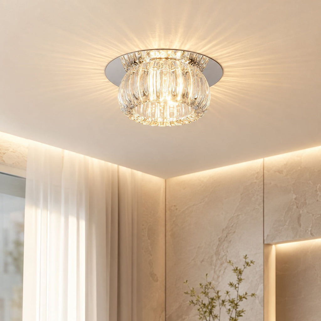 Geometric Flush Mount Ceiling Light - LED, Crystal Shade, Modern Design 2