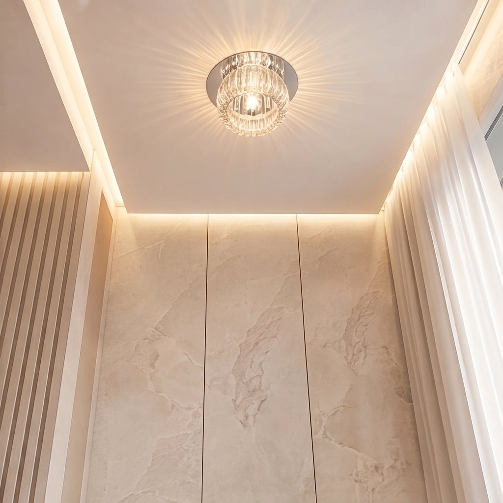 Geometric Flush Mount Ceiling Light - LED, Crystal Shade, Modern Design 4