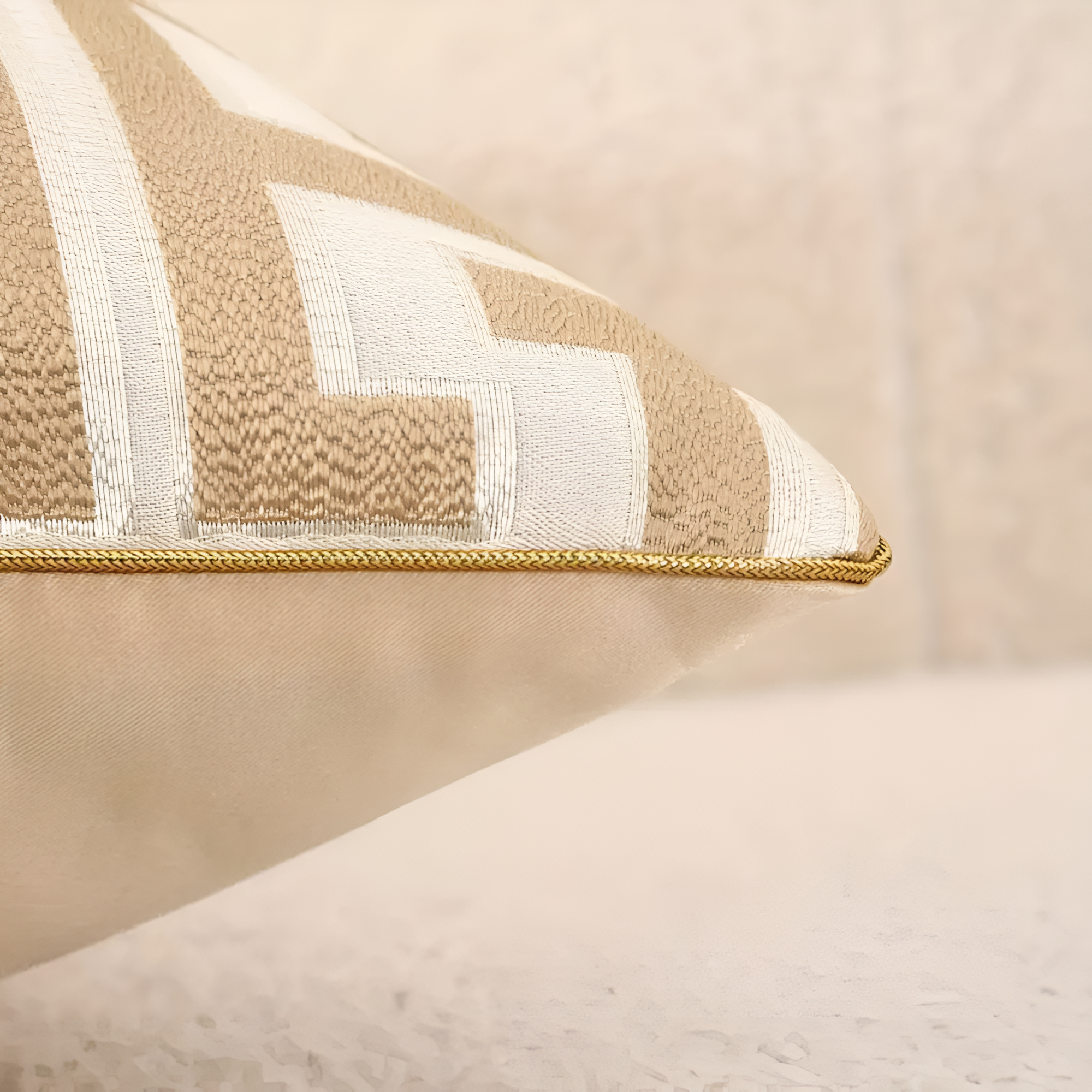 Geometric Jacquard Cushion Cover - Soft Chenille & Velvet, 18x18 6
