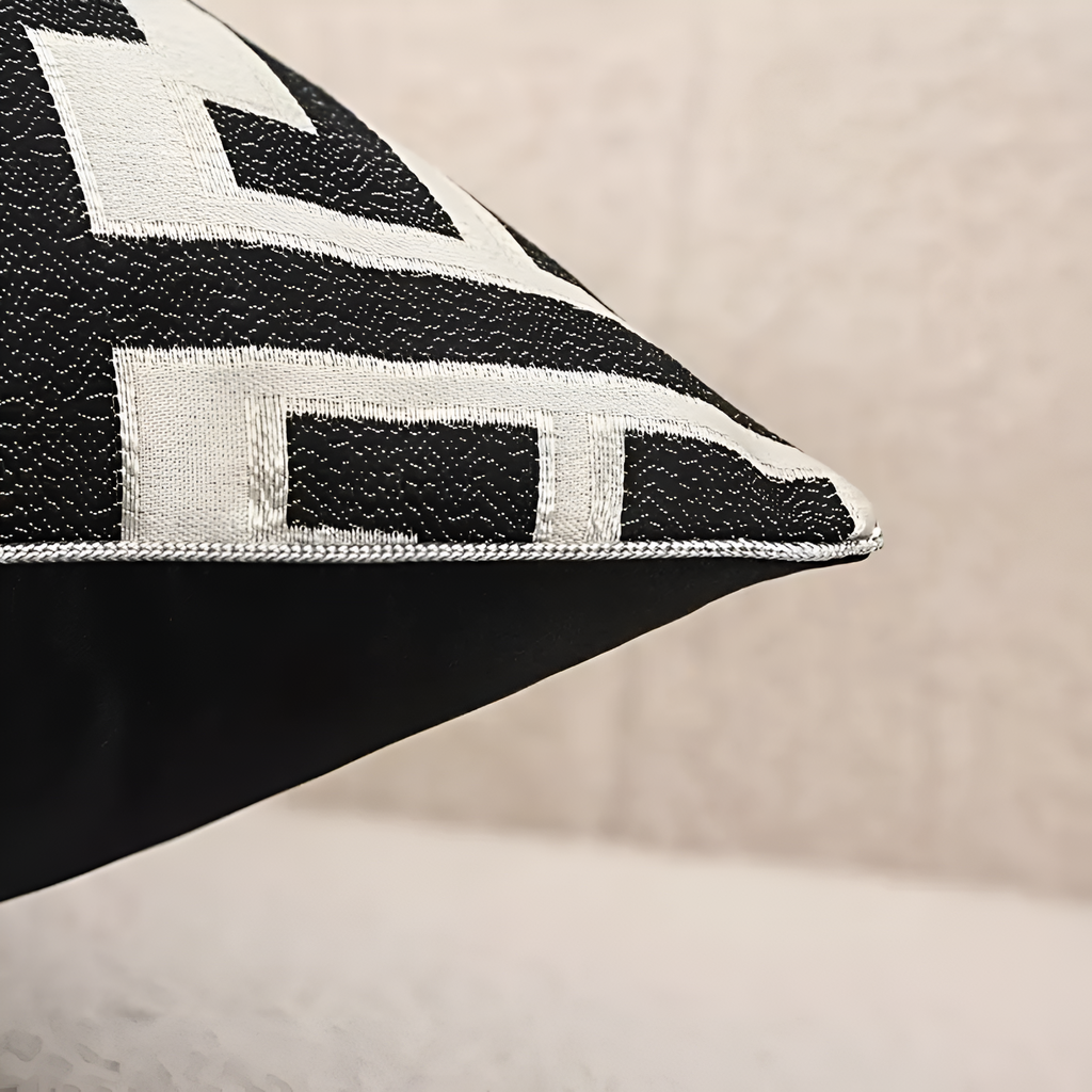 Geometric Jacquard Cushion Cover - Soft Chenille & Velvet, 18x18 8