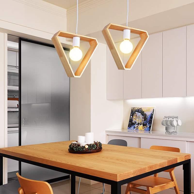 Geometric Wooden Hanging Lights - Elegant Illumination for Any Room 1