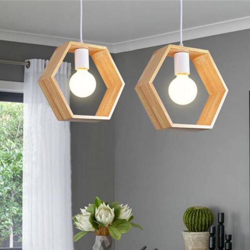 Geometric Wooden Hanging Lights - Elegant Illumination for Any Room 2